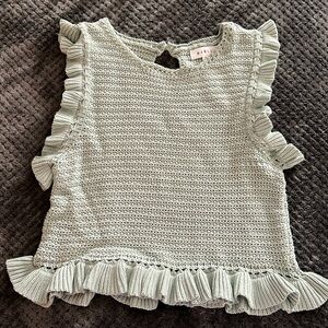 Crochet Knit Sleeveless Blouse, Mint, Size M
